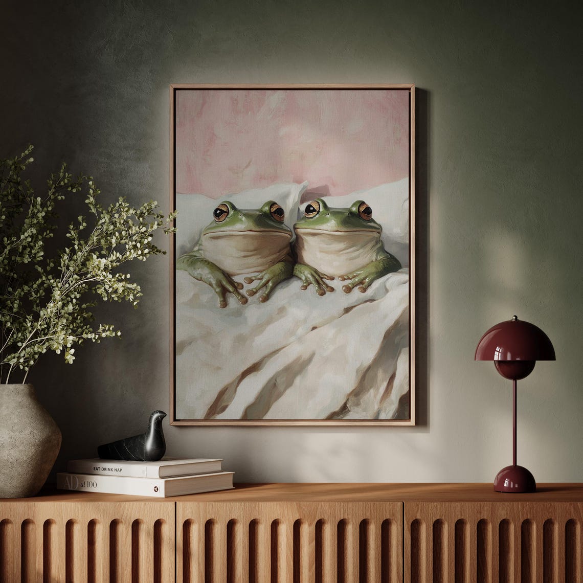 Funny Frog Couple Tucked In Bed Whimsical Cute Amphibian Poster - Image 5