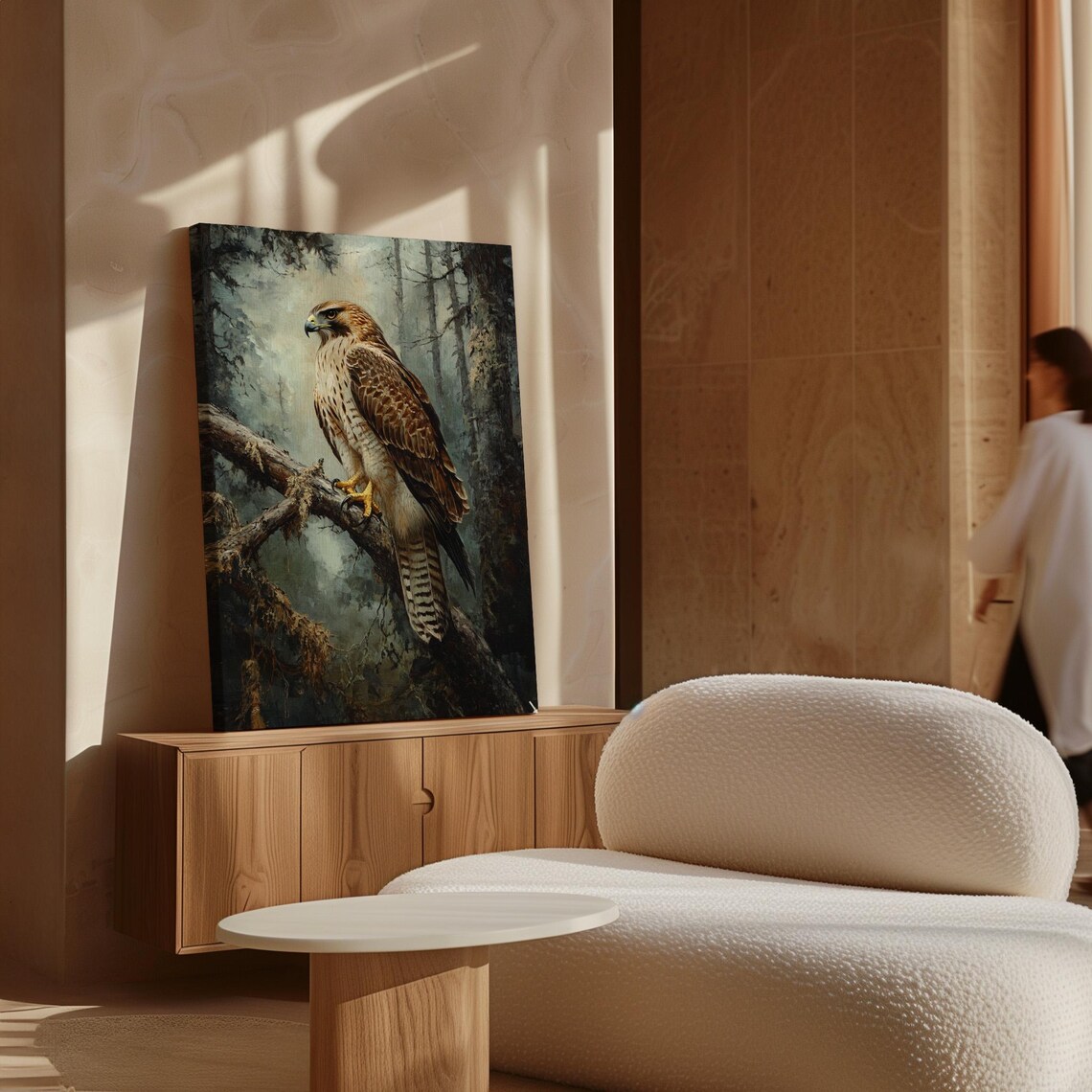 Majestic Hawk Art Print, Rustic Forest Decor - Image 5