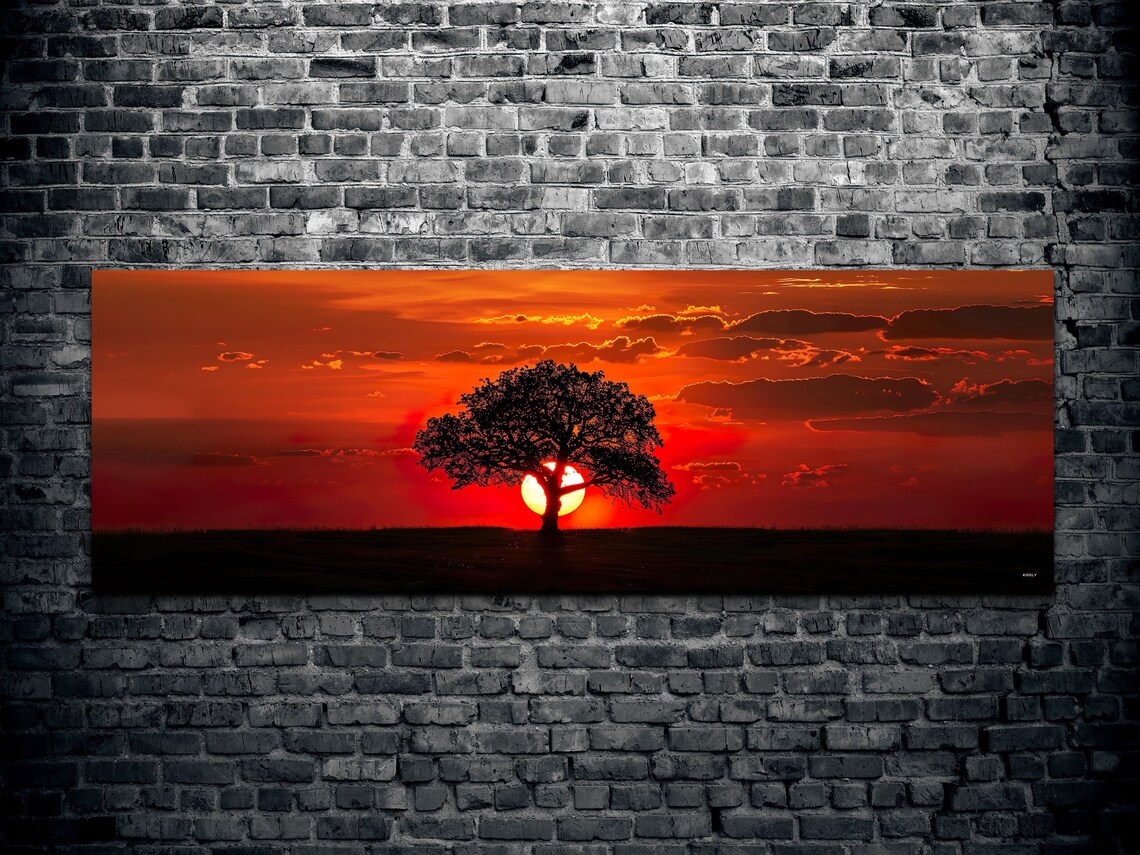 Big Sunset Behind Old Tree, Nature Decor - Image 2