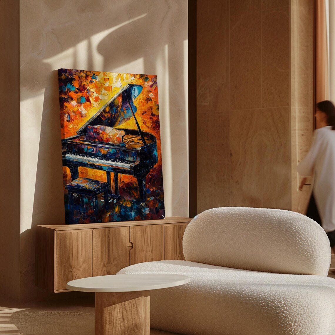 Grand Piano Mosaic Palette Knife Texture Vibrant Music Poster - Image 6