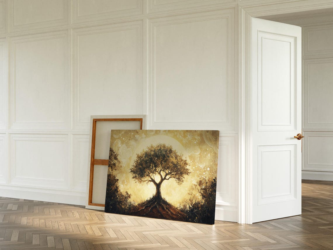Golden Tree Of Life With Luminous Sun And Intricate Roots Poster - Image 7