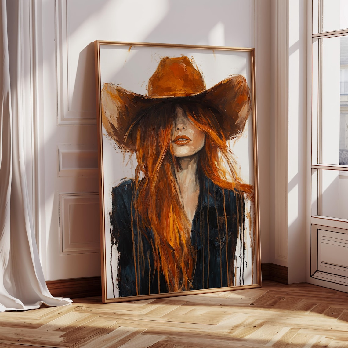 Cowgirl Redhead Art Print, Rustic Western Farmhouse - Image 3