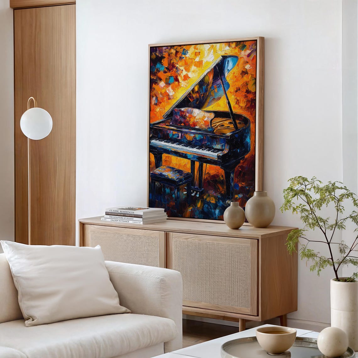 Grand Piano Mosaic Palette Knife Texture Vibrant Music Poster - Image 5