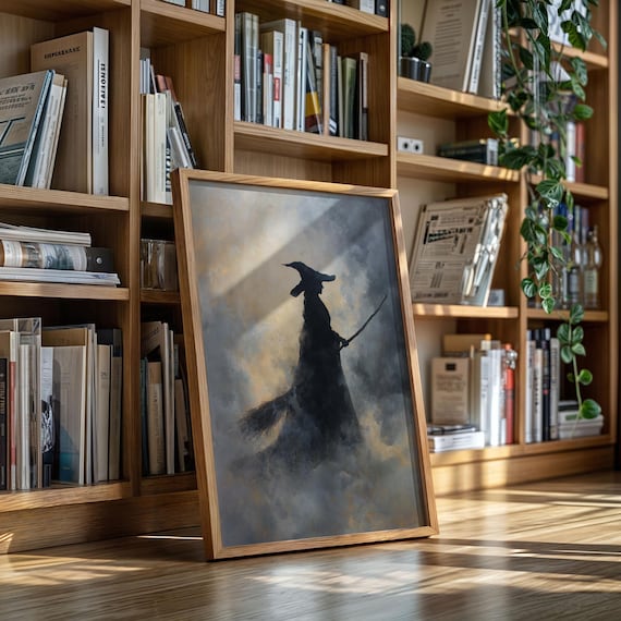 Witch Silhouette In Mist Dark Elegant Gothic Halloween Poster