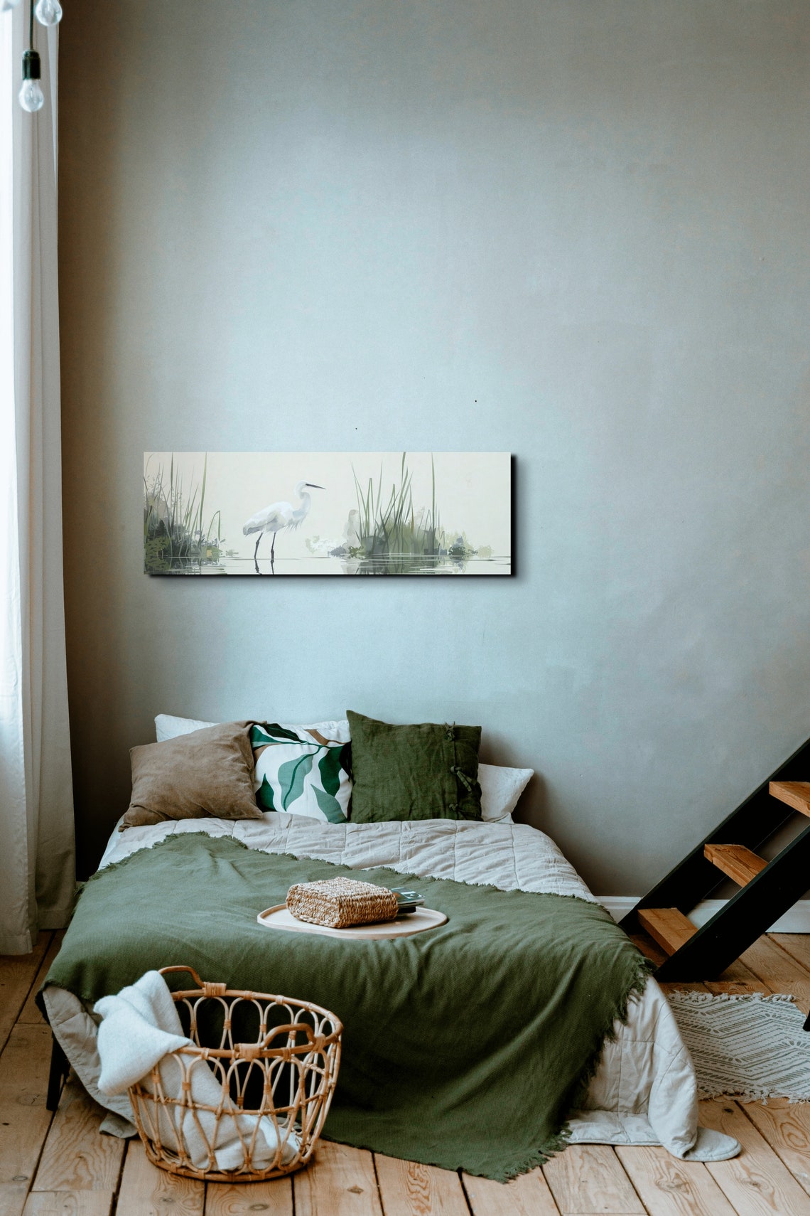 Serene White Egret Standing In Misty Marsh Watercolor Poster - Image 5
