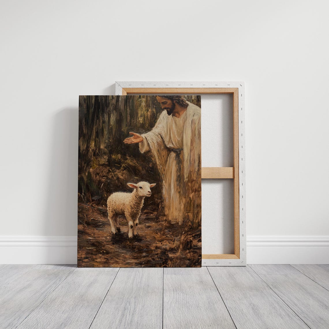 Jesus Gently Calling a Lamb in a Quiet Woodland Clearing Poster - Image 7