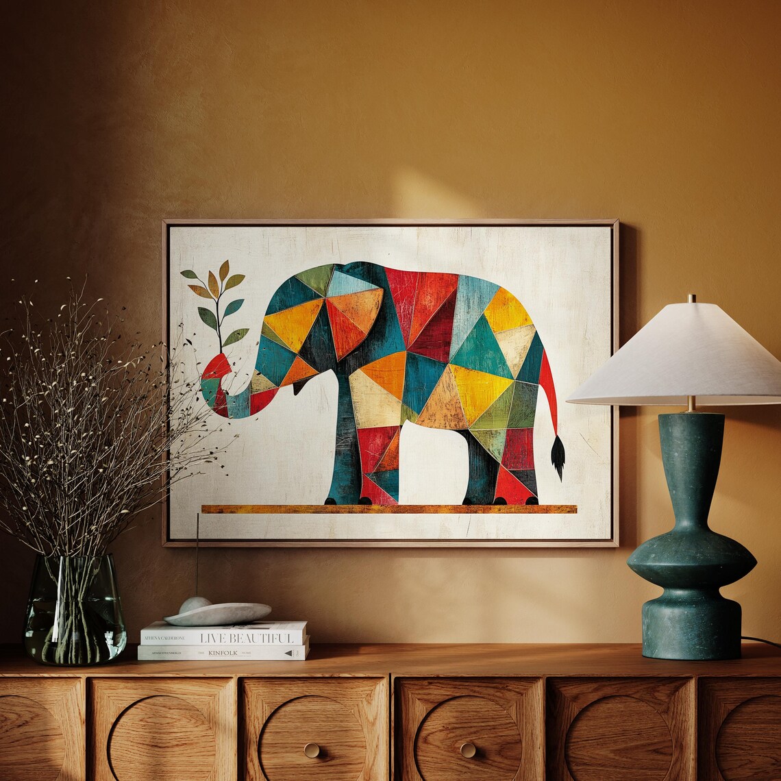 Geometric Colorful Elephant Art Print, Modern Decor - Image 3