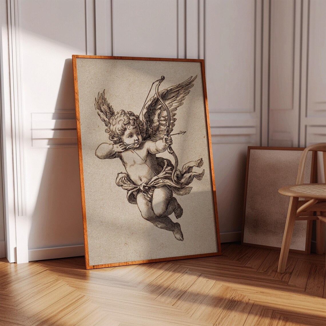 Vintage Cupid Angel Bow Arrow Classical Cherub Renaissance Style Poster