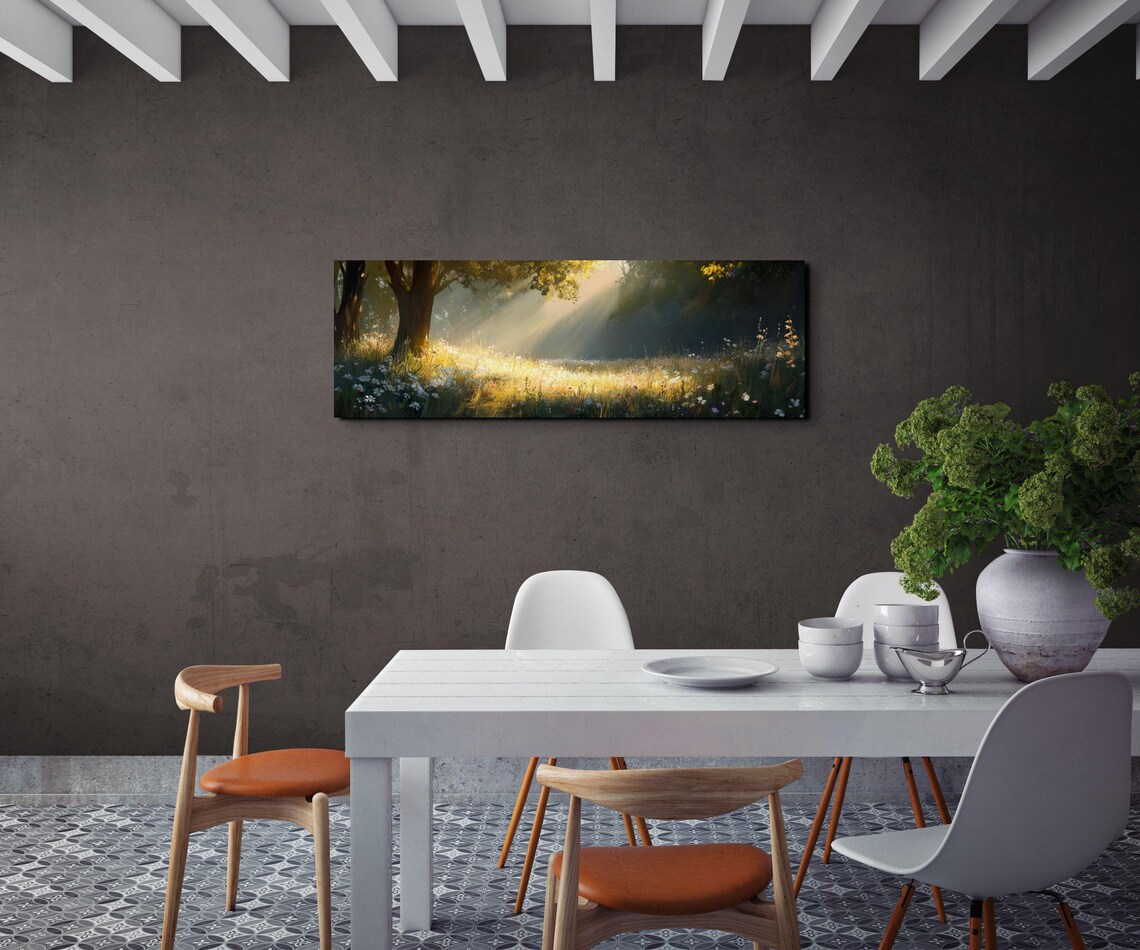 Serene Wild Flower Landscape, Tranquil Landscape Art - Image 3