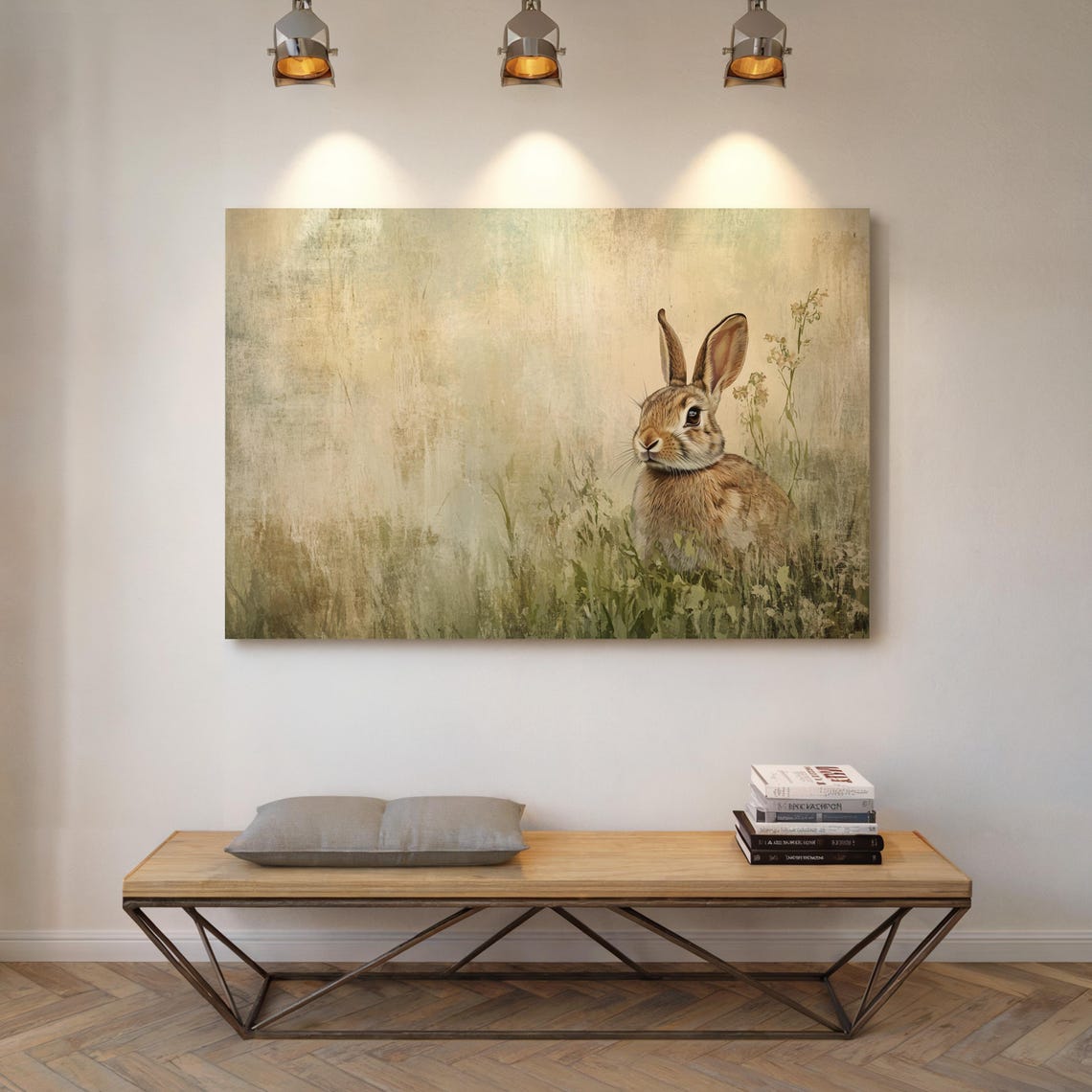 Adorable Brown Bunny Rabbit Meadow Grass Rustic Wildlife Wall Art - Image 7