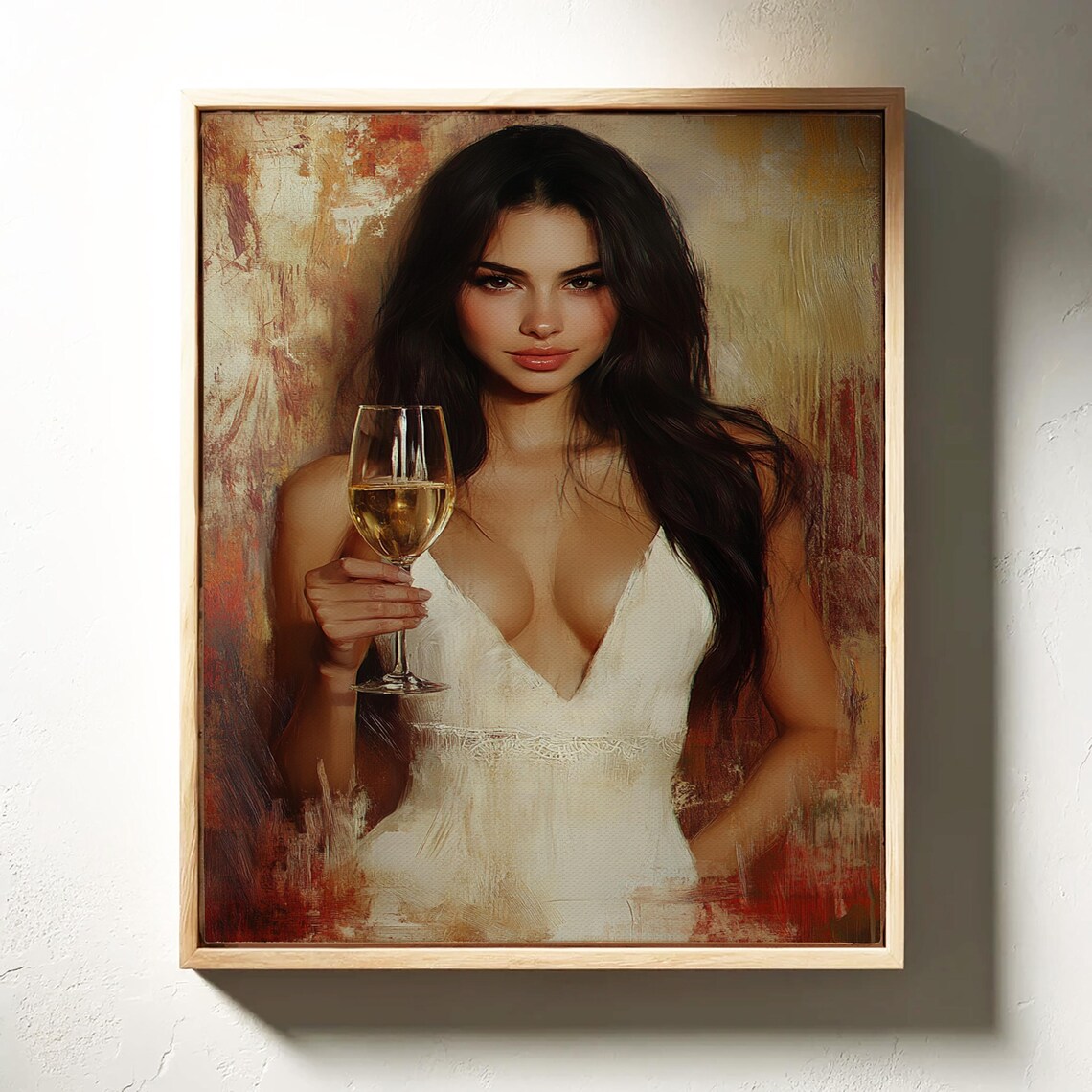 Elegant Woman Holding Wine Glass Warm Tonal Sophisticated Poster - Image 4