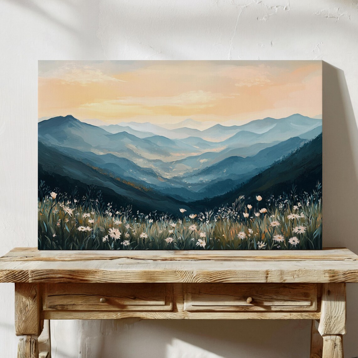 Blue Mountain Valley at Golden Sunrise Wildflower Meadow Poster - Image 7