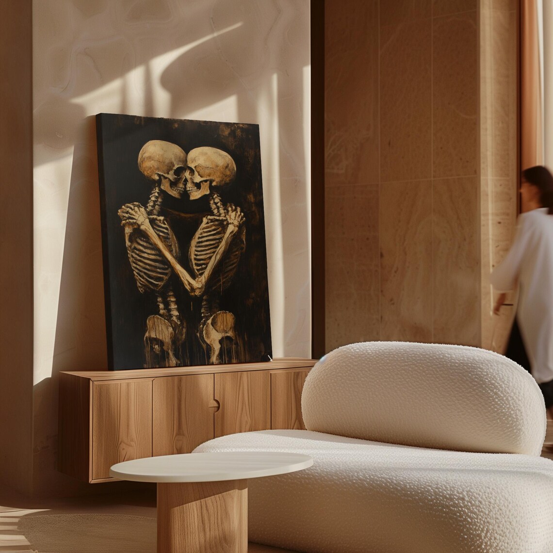 Eternal Love Skeleton Embrace Gothic Romantic Art Print - Image 7