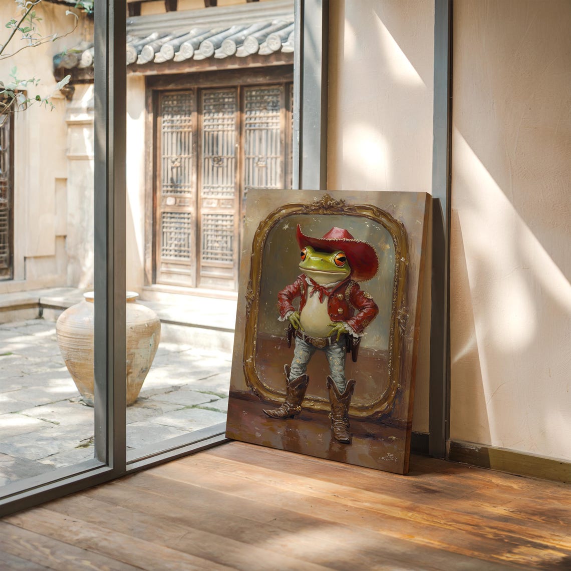 Whimsical Cowboy Frog Portrait In Red Hat Jacket And Boots Poster - Image 5