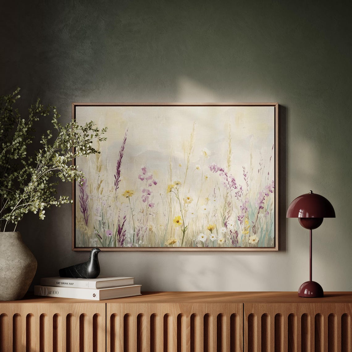 Pastel Wildflower Meadow Purple Lupines Soft Botanical Poster