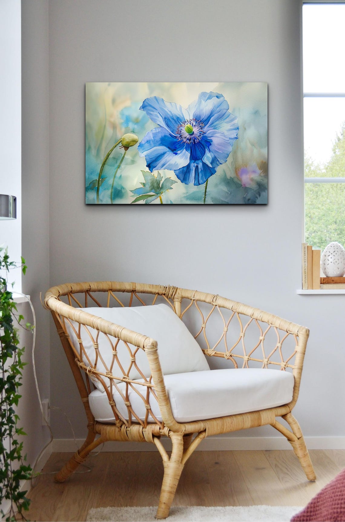 Blue Himalayan Poppy Watercolor Bloom Square Botanical Poster - Image 5