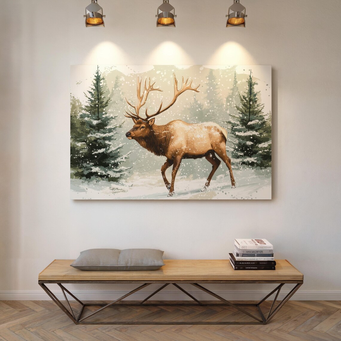 Rustic Primitive Reindeer Reading, Farmhouse Christmas - Image 5