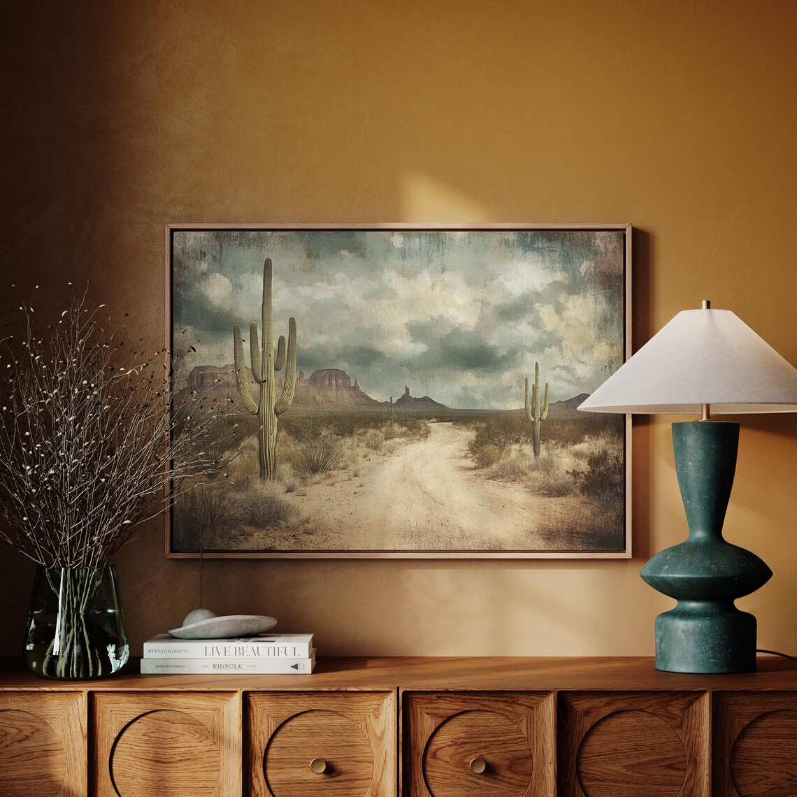 Desert Road With Cactus, Rustic Southwest Landscape - Image 6
