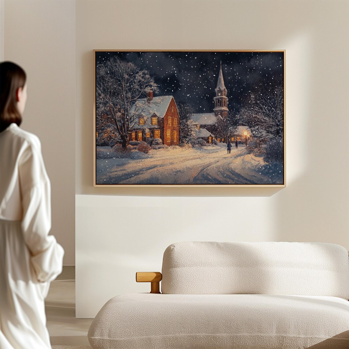 Cozy Winter Village Scene Art Print, Christmas Town - Image 6