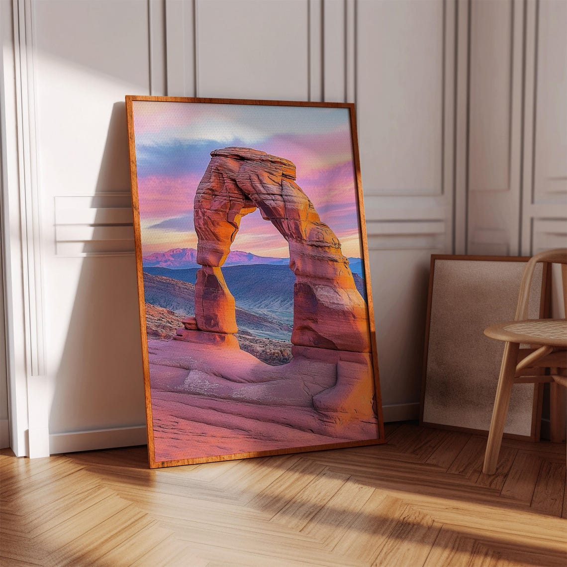 Delicate Arch Sunset Pink Sky Arches Utah Landscape Photography Poster