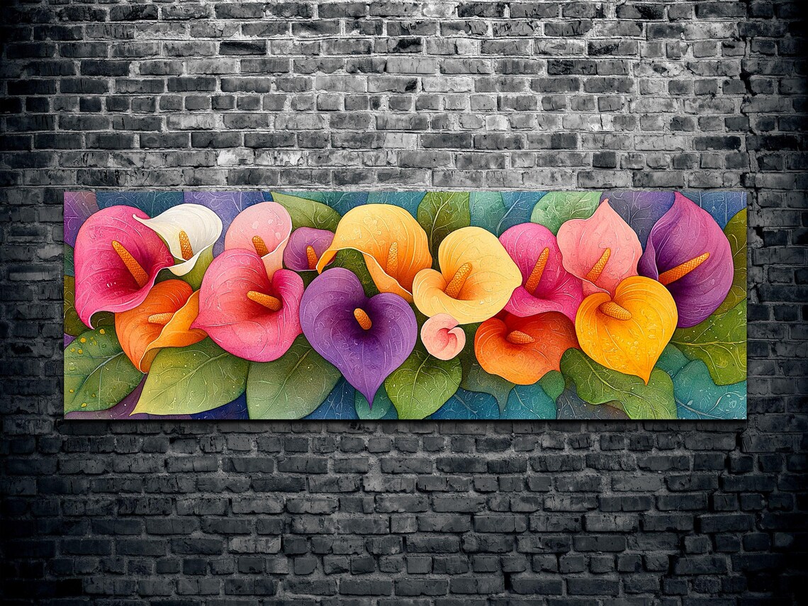 Vibrant Tropical Blooms Heart Shaped Petals Floral Art Poster - Image 2