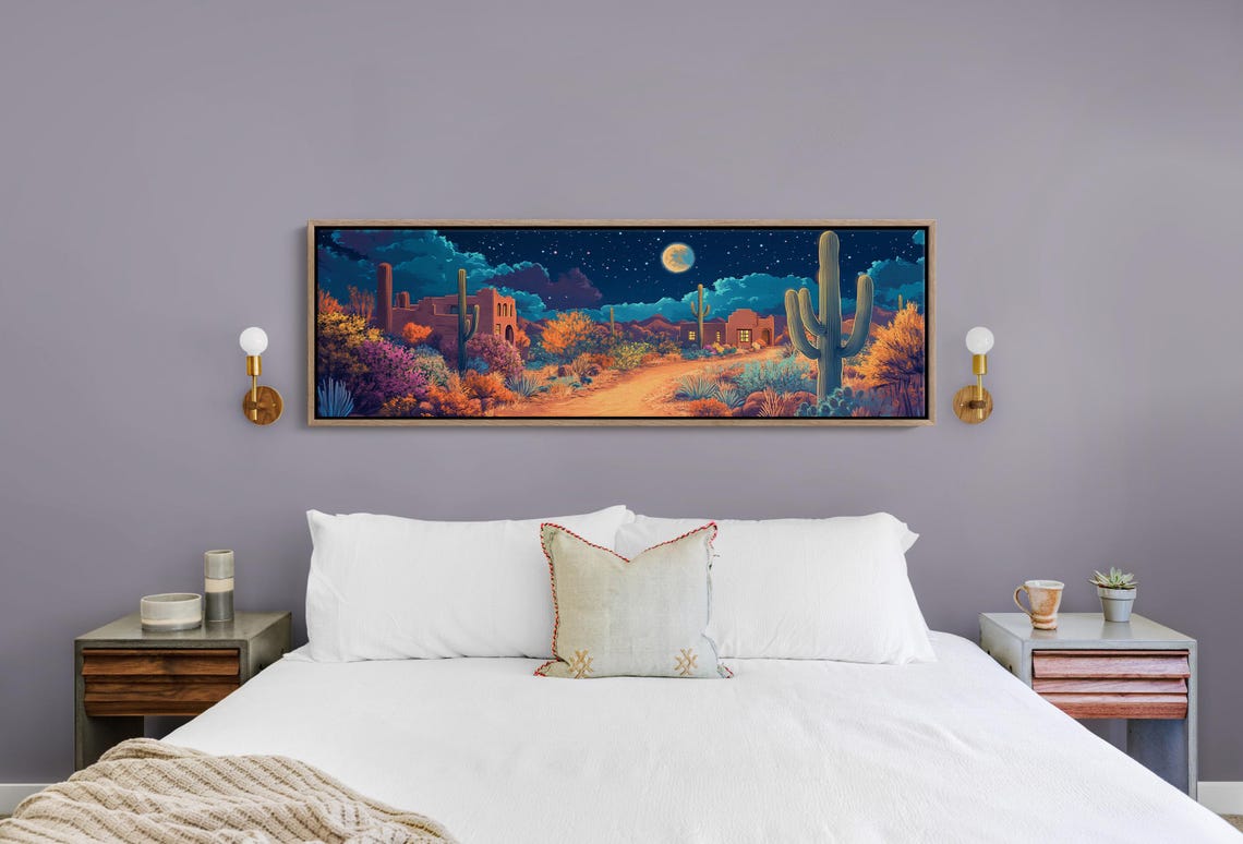 Desert Night Southwest Cactus Landscape Moonlit Starry Sky Poster - Image 4