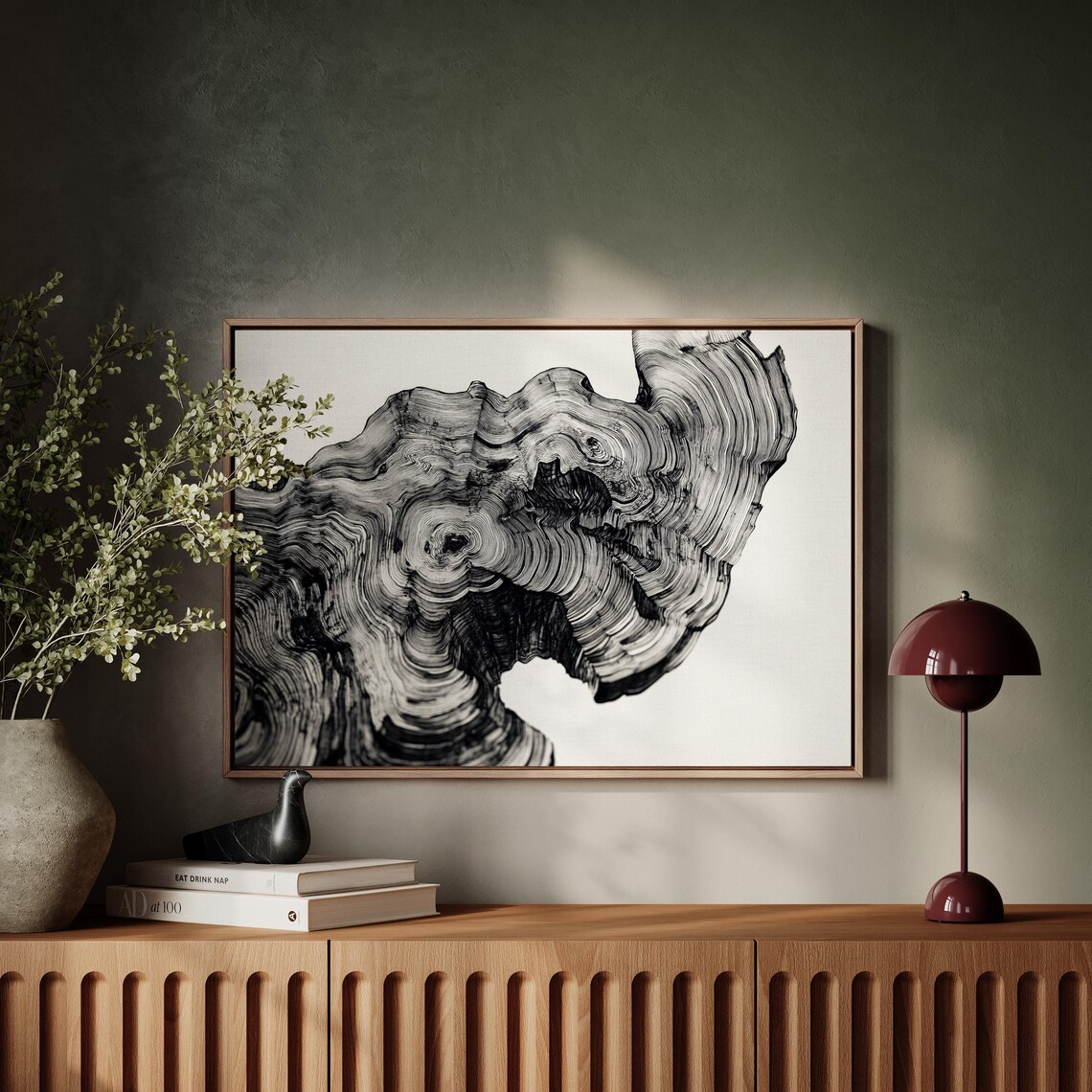 Abstract Black And White Tree Ring Art, Minimalist Decor - Image 6