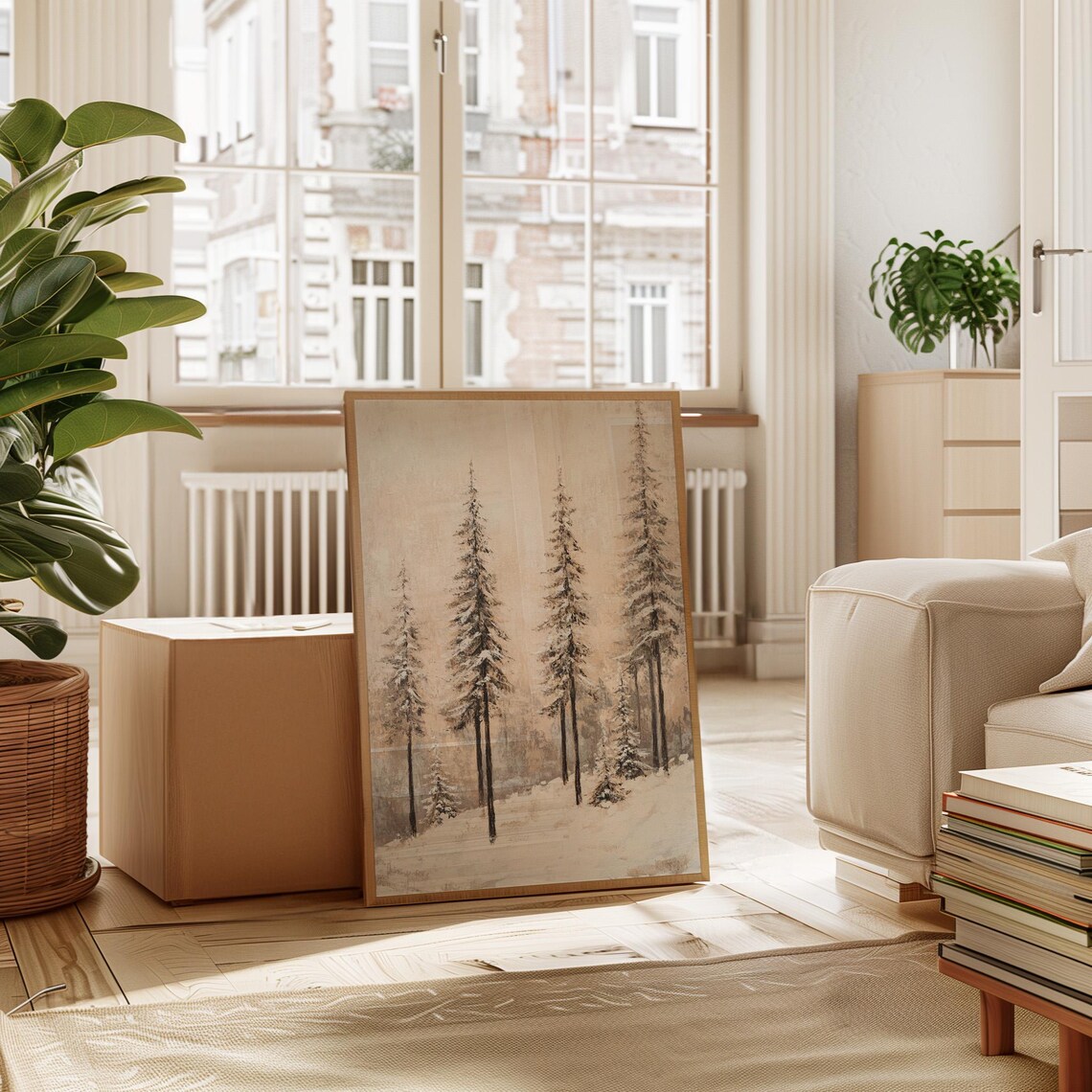 Winter Pine Forest Art Print, Rustic Lodge Decor - Image 2