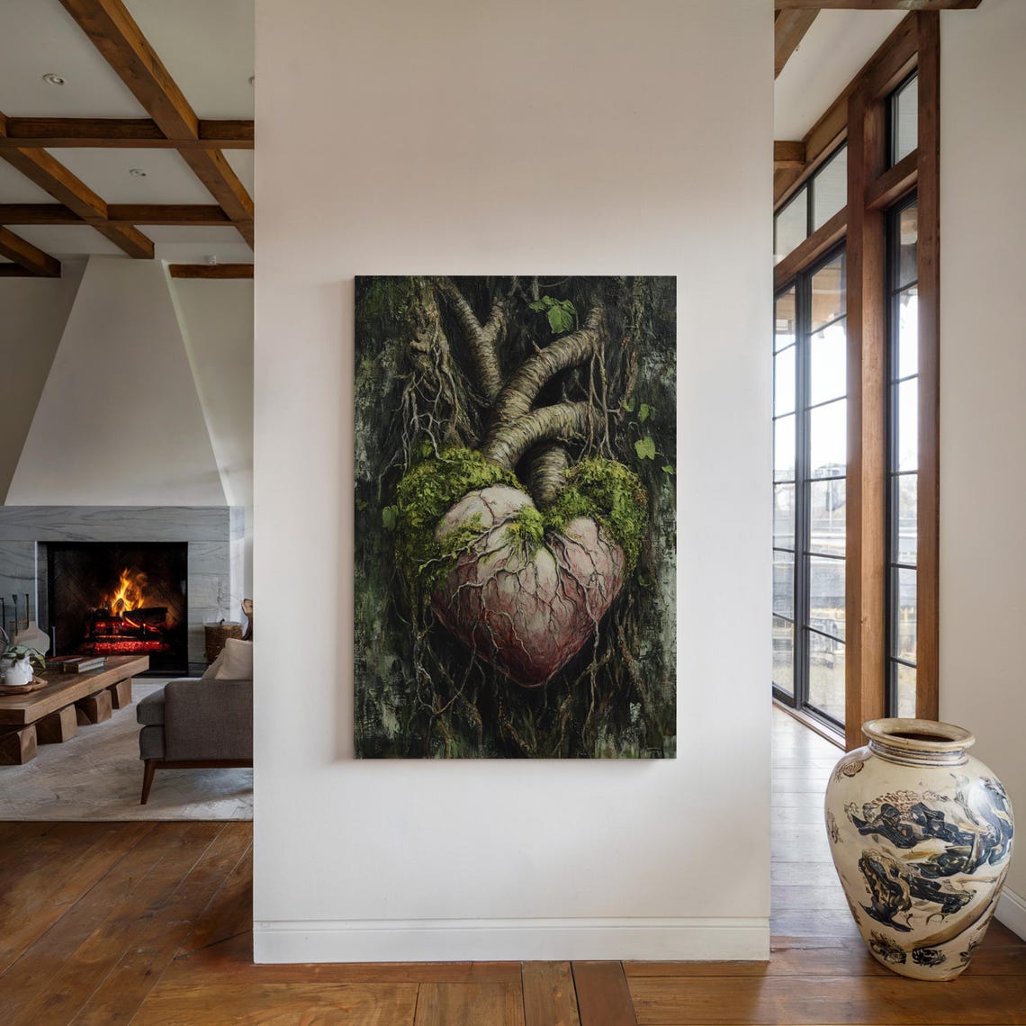 Anatomical Heart Covered in Moss with Tree Roots Dark Gothic Poster - Image 5