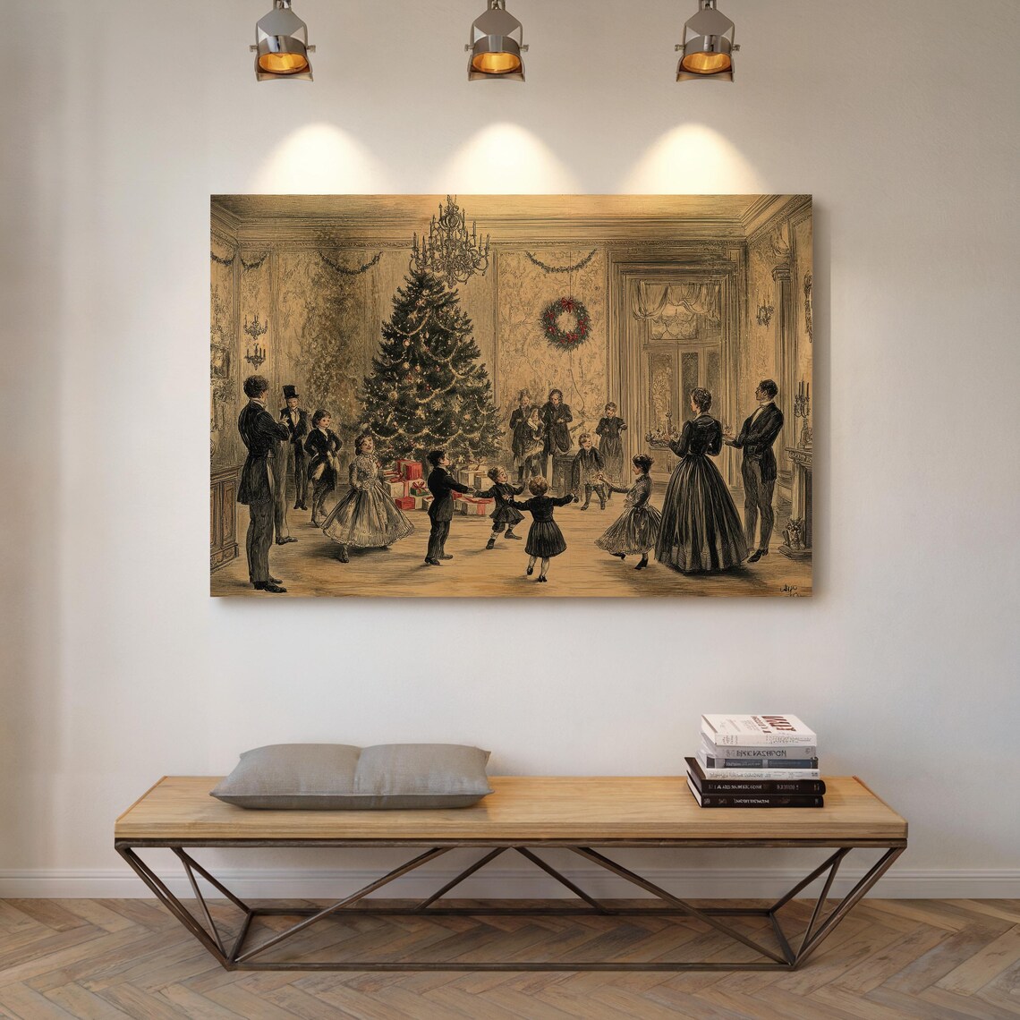 Vintage Christmas Eve Party Farmhouse Art Print - Image 4