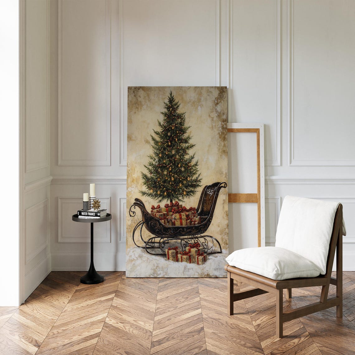 Christmas Sleigh Under Glowing Tree With Gifts Cozy Holiday Poster - Image 4