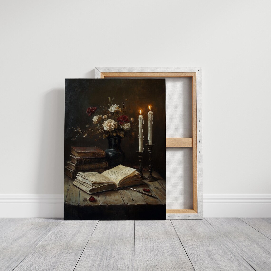 Romantic Vintage Still Life With Roses, Candles - Image 3