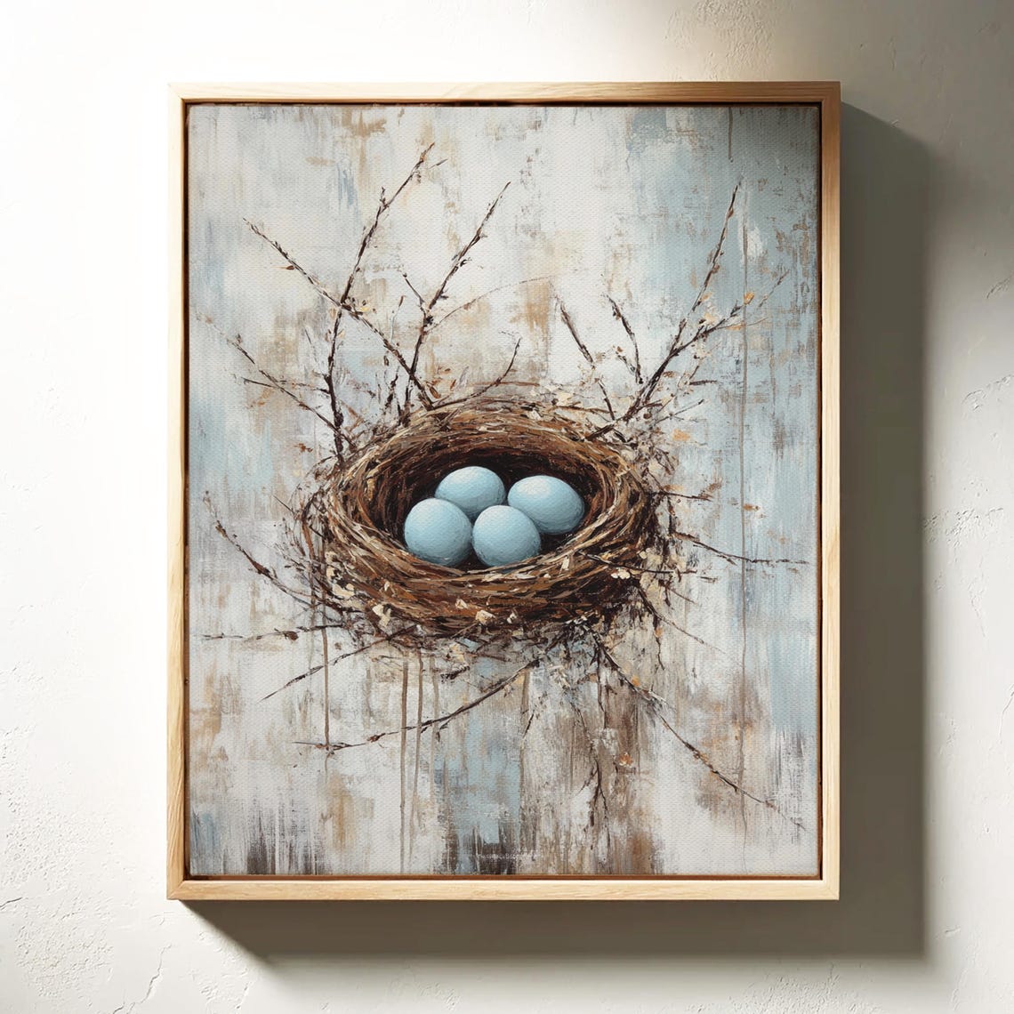 Rustic Bird Nest With Four Blue Eggs On Weathered Wood Poster - Image 7