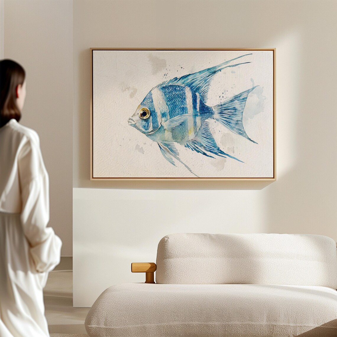 Blue Angel Fish Watercolor, Tropical Ocean Decor - Image 4