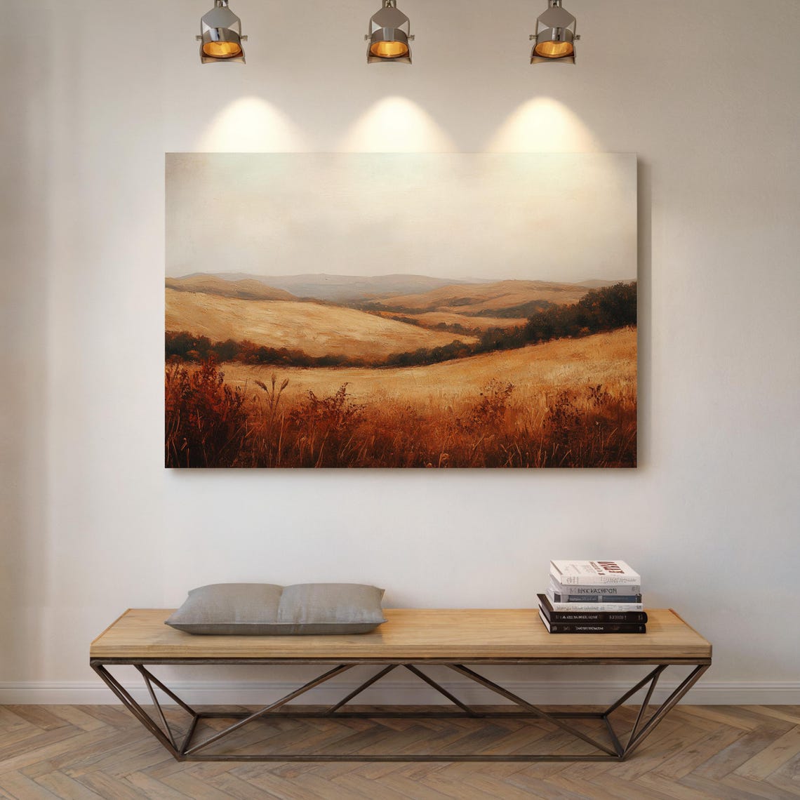 Serene Autumn Wheat Field Valley Muted Fall Landscape Poster - Image 7