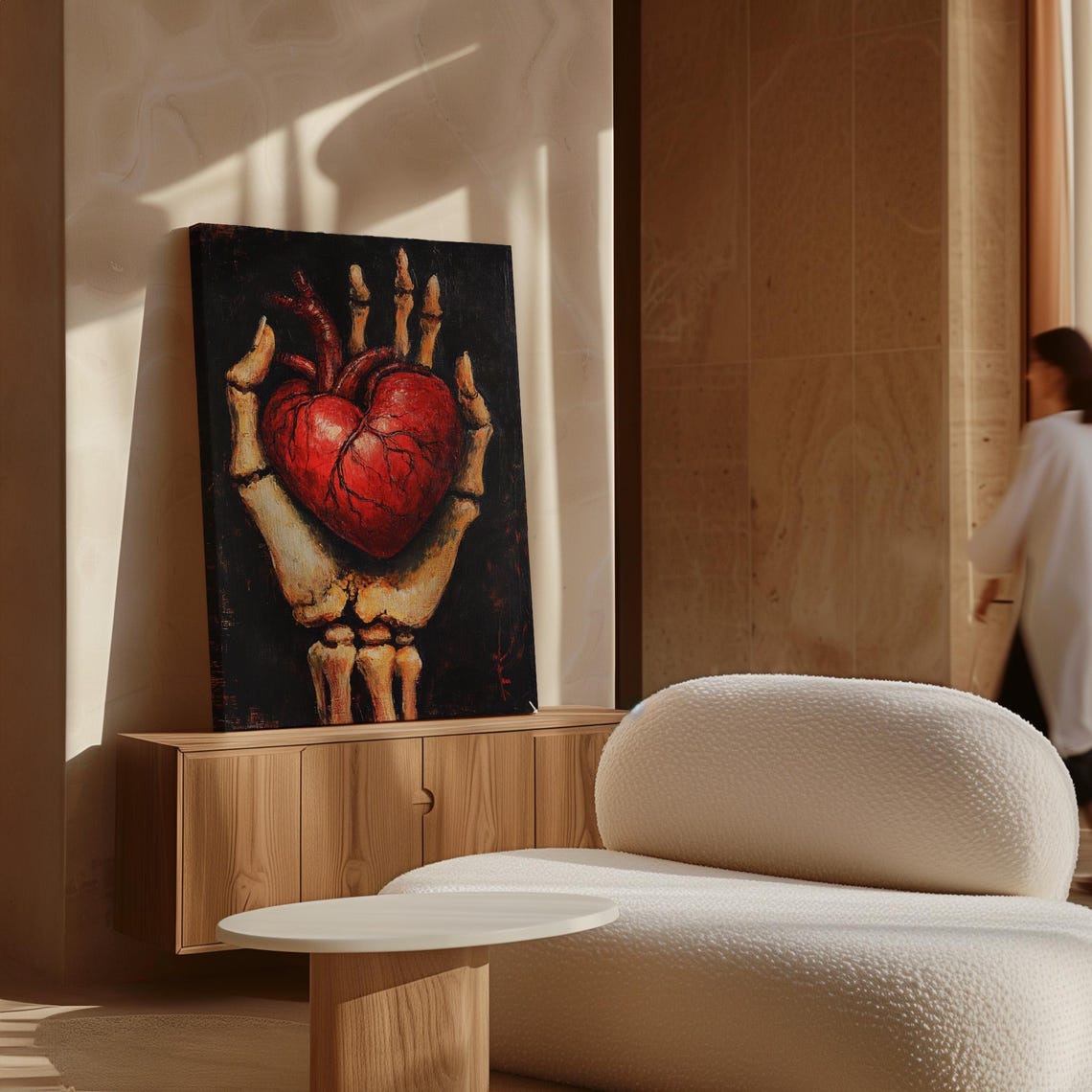 Skeleton Hand Red Anatomical Heart Dark Gothic Oil Painting Art Poster - Image 7