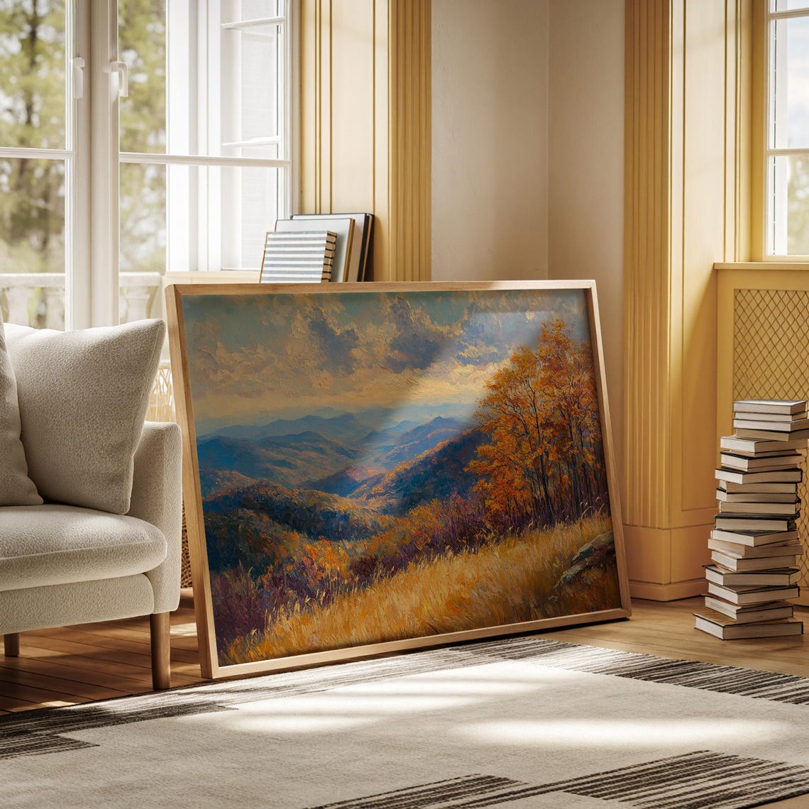 Autumn Mountain Landscape Golden Hills Fall Foliage Art Poster