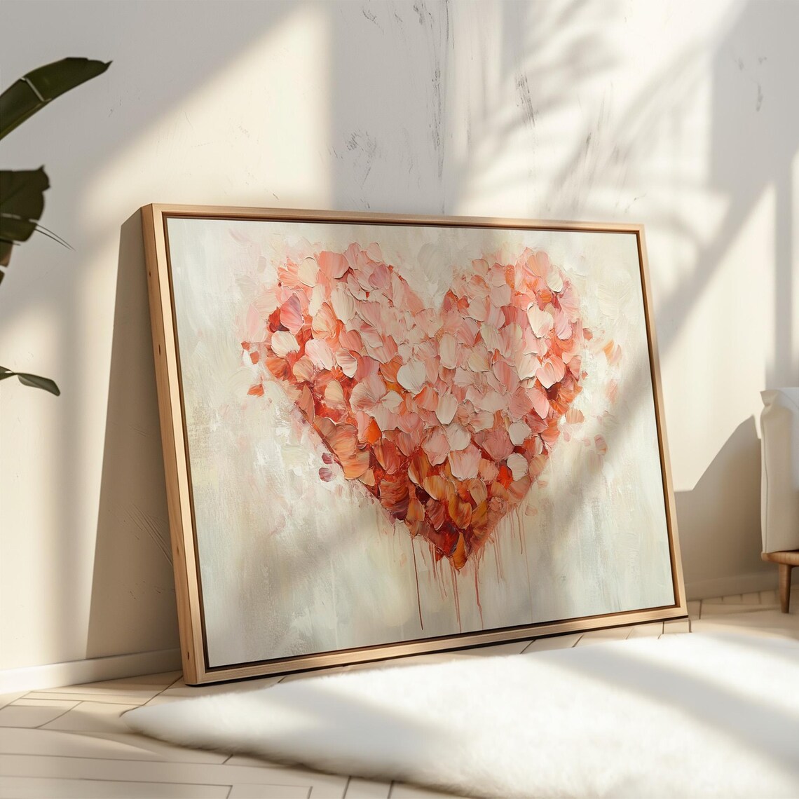 Floral Heart Abstract Painting, Romantic Decor - Image 4