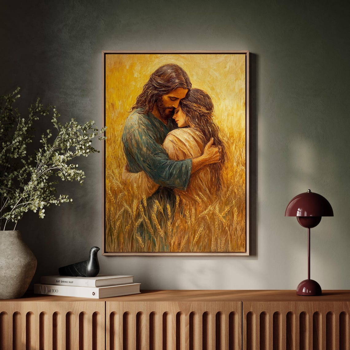 Jesus Embracing A Woman In A Golden Wheat Field Christian Oil Painting Spiritual Artwork For Home Decor Emotional Religious Wall Art - Image 4