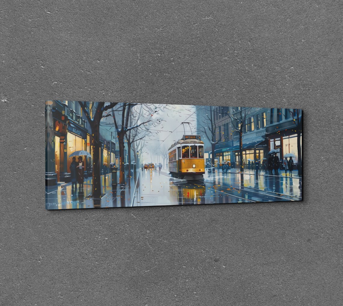 Kolkata Panoramic Wall Art Print, Oil Paint Style - Image 3