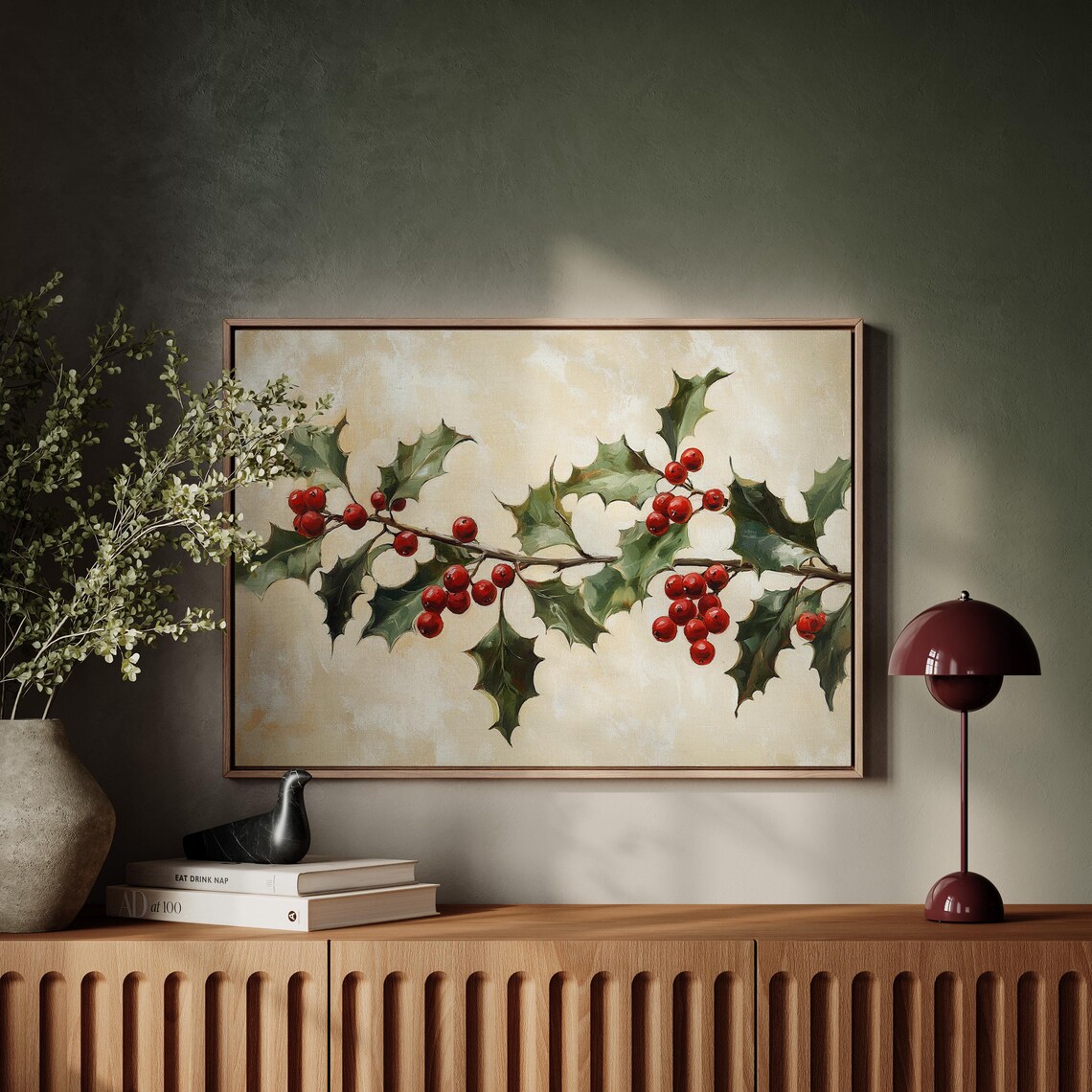 Vintage Holly Berries Art Print, Christmas Decor - Image 6