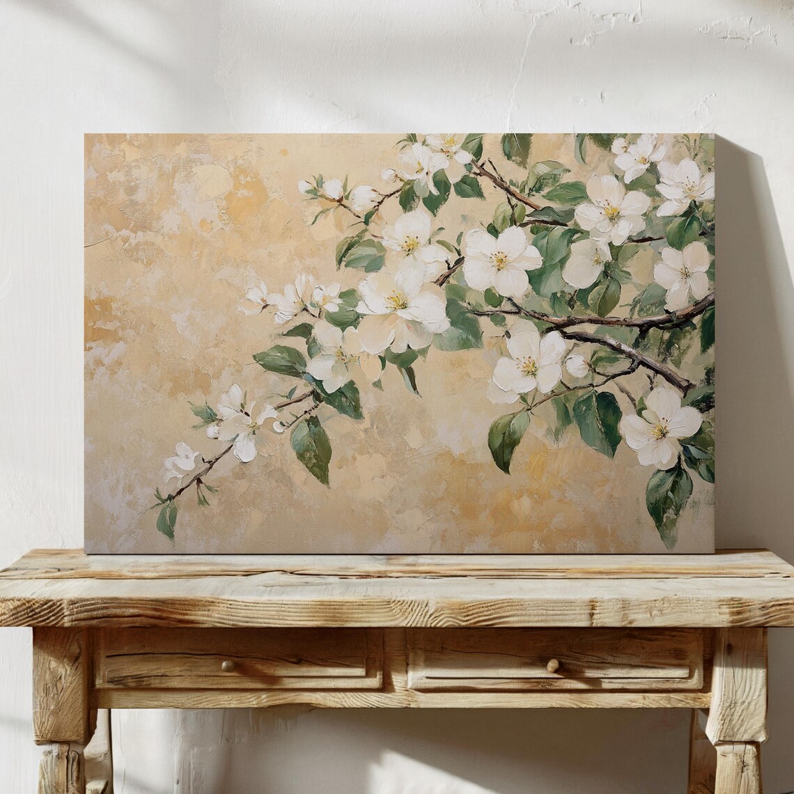 Elegant White Blossom Branch Gold Floral Botanical Art Print - Image 7
