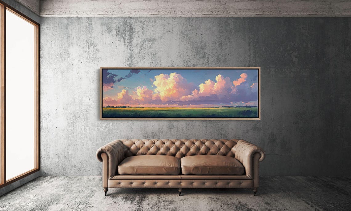 Serene Sunset Cloudscape Fields Majestic Pink Clouds Sky Poster - Image 3