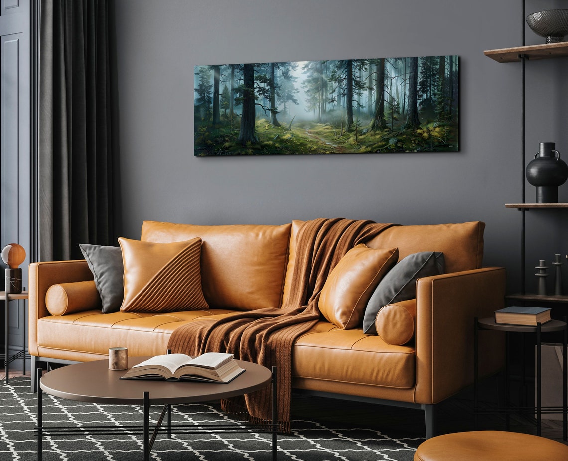 Enchanted Misty Pine Forest Interior with Rays of Light Poster - Image 6