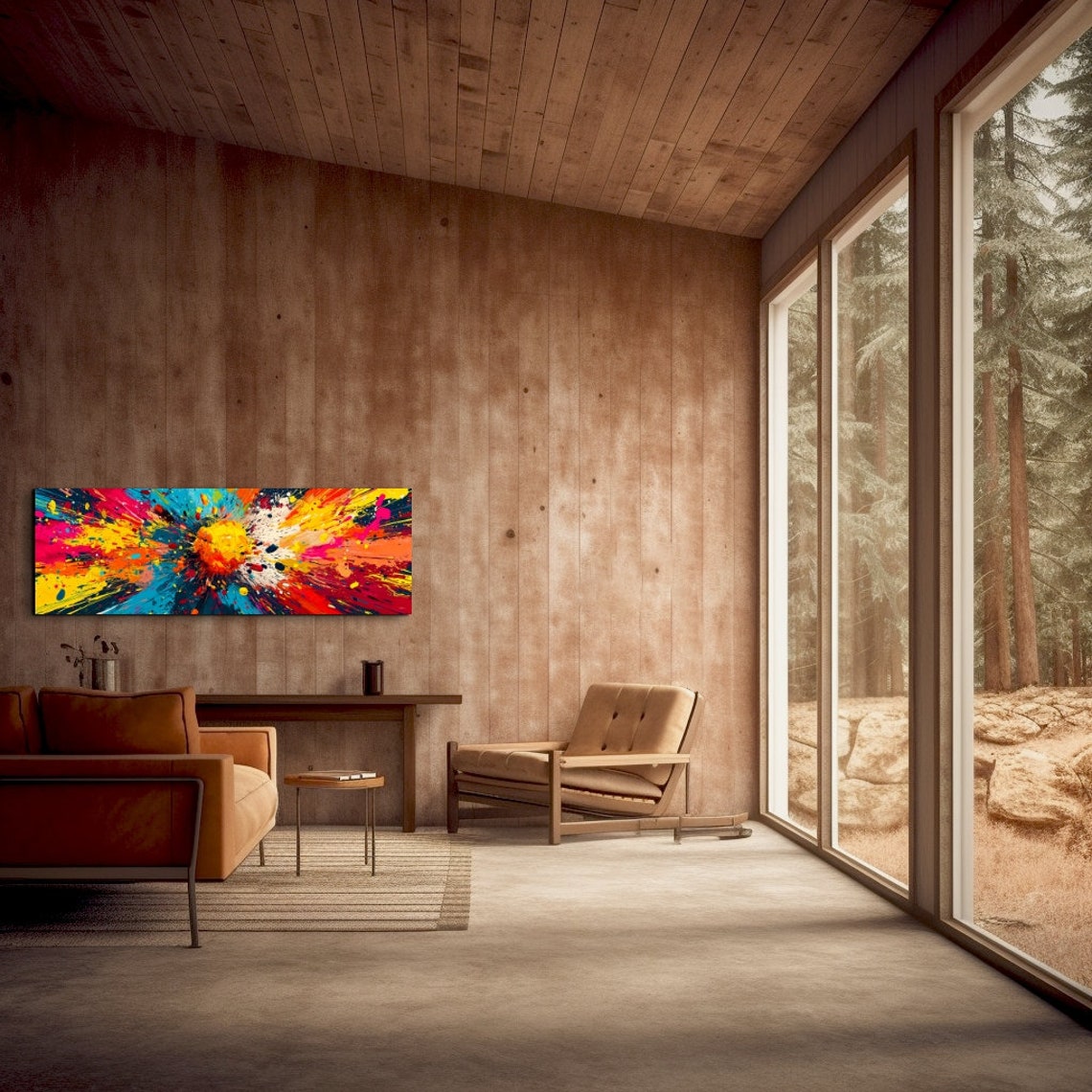 Panoramic Abstract Color Explosion Splatter Paint Burst Wall Art - Image 7