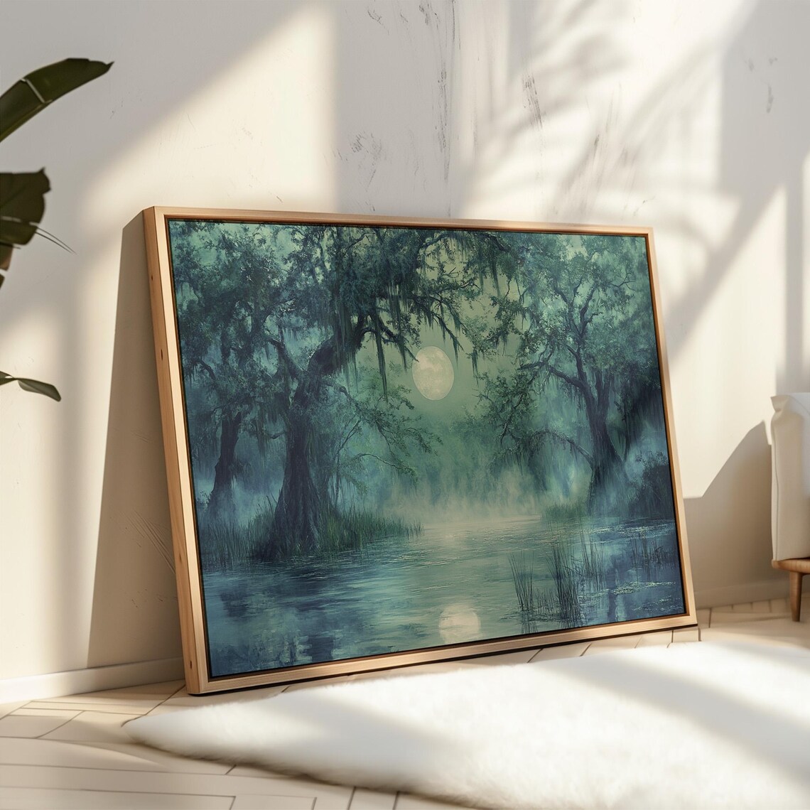 Mystical Moonlit Swamp Art Print, Forest Landscape - Image 3