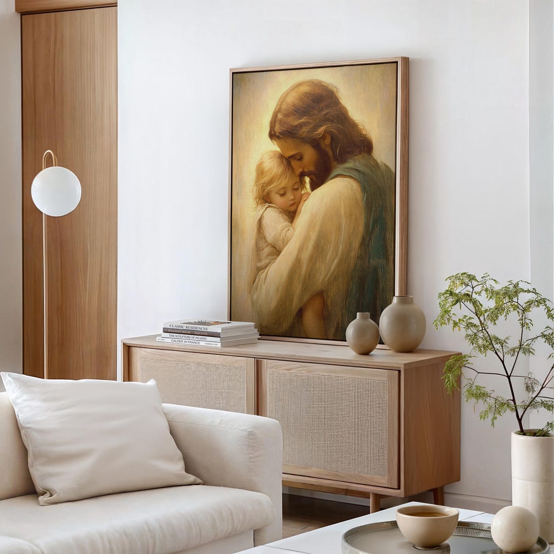 Jesus Embracing a Small Child in Warm Golden Light Christian Poster - Image 5