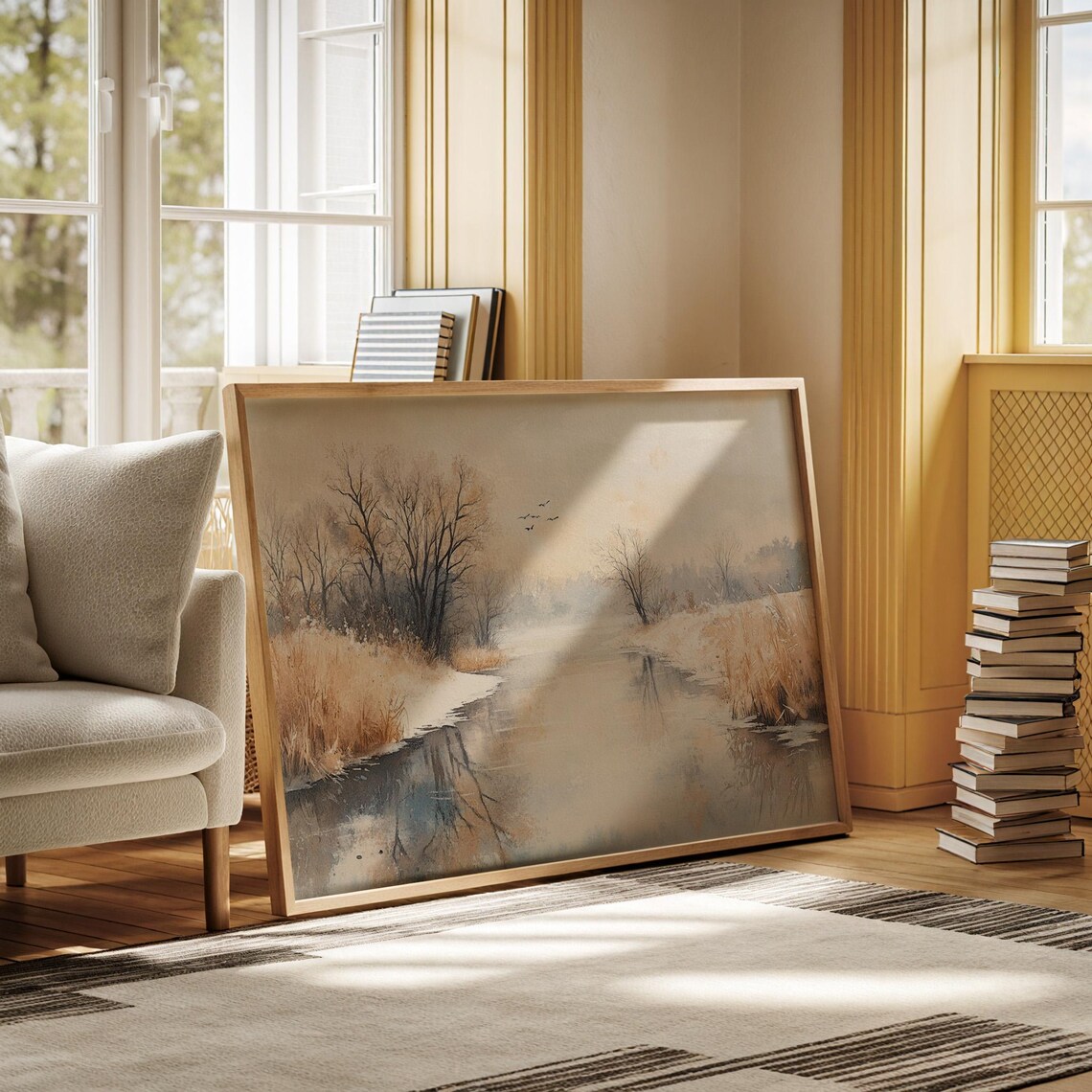 Serene Winter River Landscape, Tranquil Nature Scene - Image 3