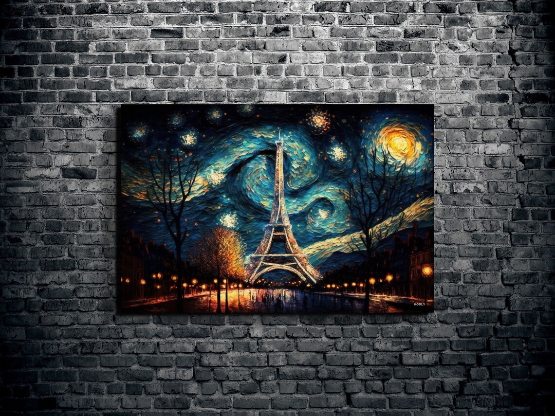 Starry Night Paris France, Van Gogh Style Art Print