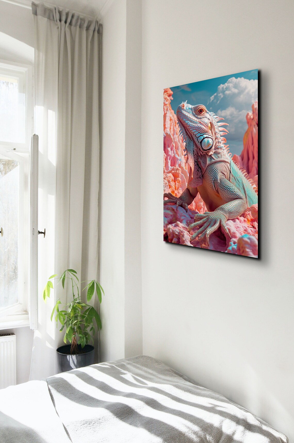 Pink Coral Iguana Desert Portrait Colorful Reptile Wildlife Poster - Image 6